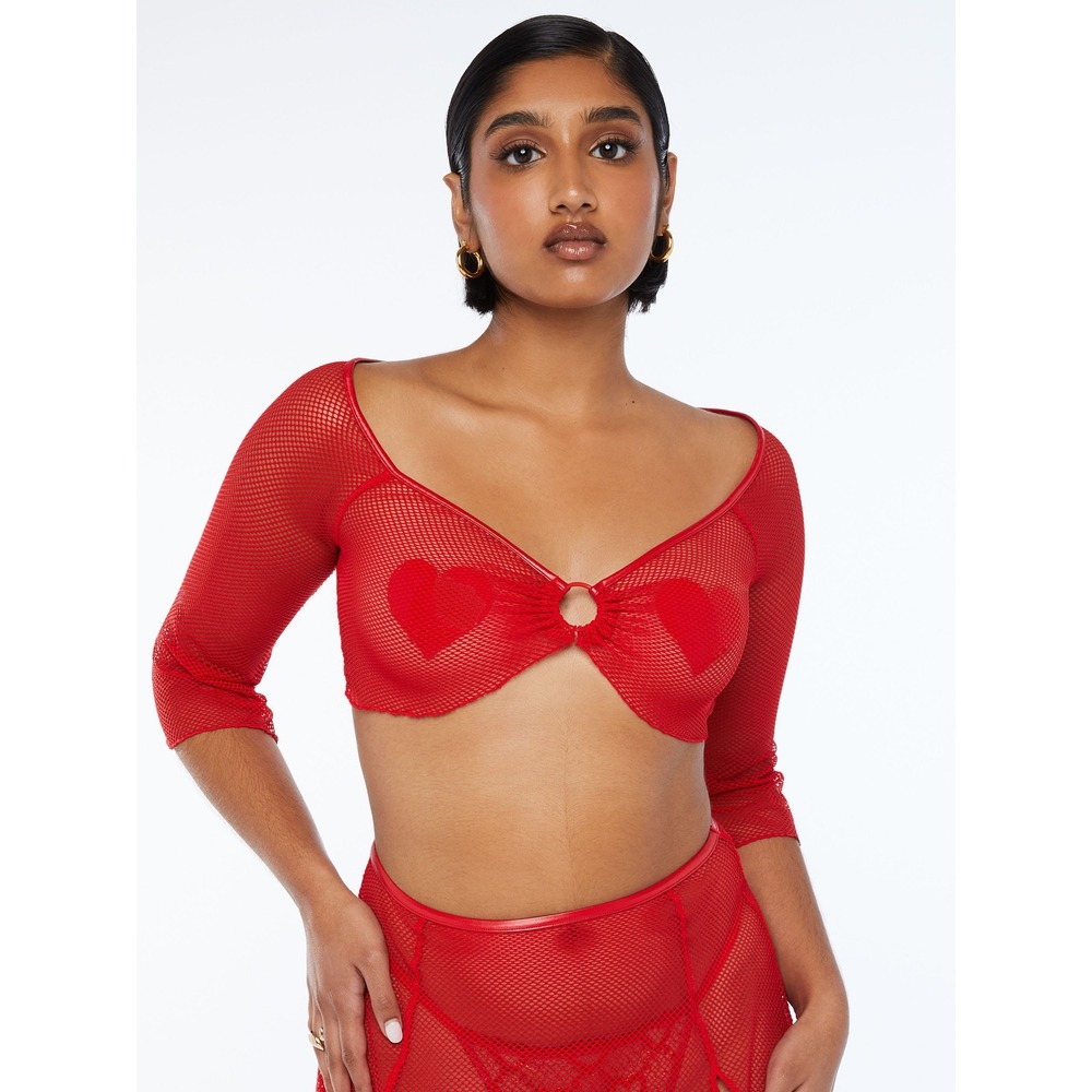Savage X Fenty Gloss Flossy Mesh Ring Front Bell Sleeve Crop Bolero Cardigan 3X